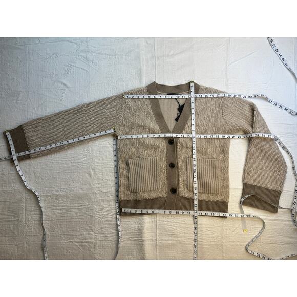 Lisa Yang Sonia Cardigan Sweater Sand Mole Bouclé Knit Cashmere Sz 1 S / M $890 - Picture 9 of 16